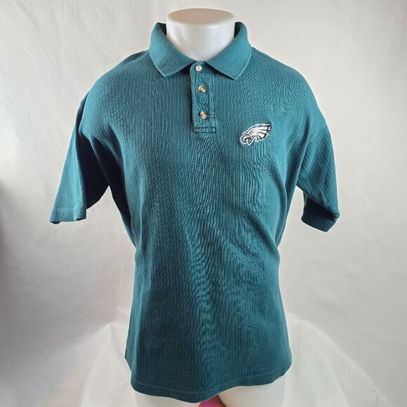 Vintage Philadelphia Eagles Polo Shirt Mens Large Green NFL Embroidered The Edge - Picture 2 of 7